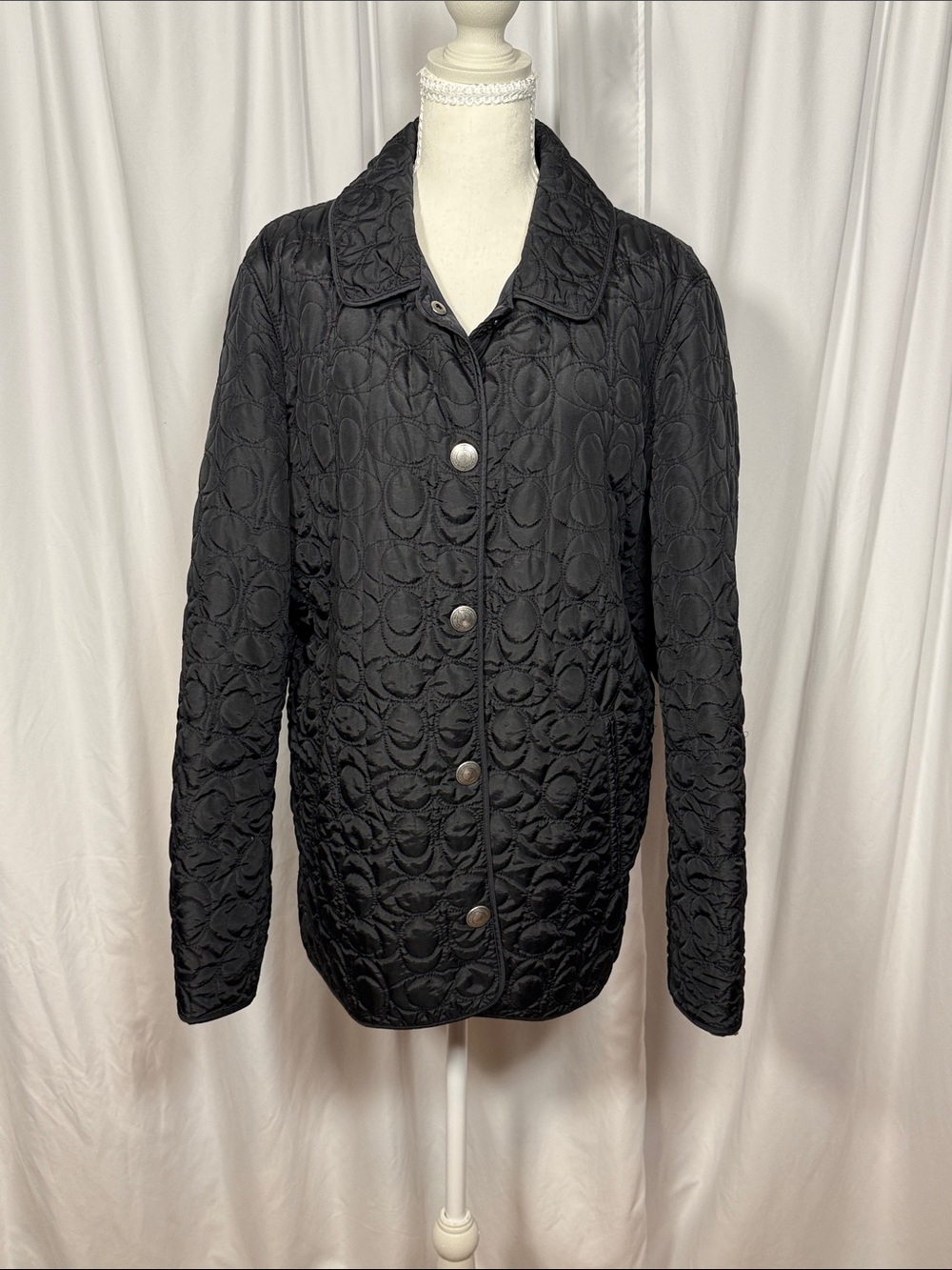Coach Black Quilted Button-Front Jacket
